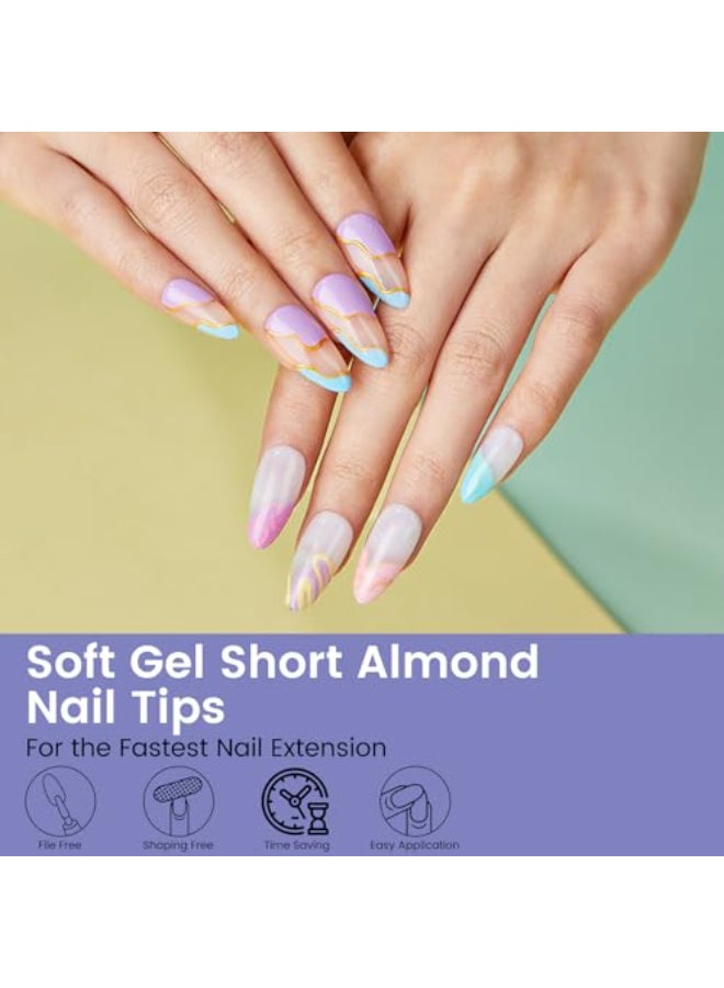 Wilfniee Short Almond Nail Tips 240PCS Soft Gel PreShaped Acrylic Fake Almond Nail Tips 12 Sizes Full Cover Clear Press on Nails for Girls Women Nail Art Design - Image 3