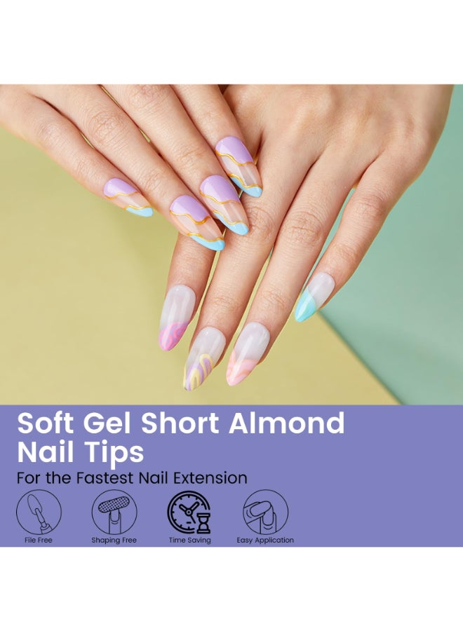 Wilfniee Short Almond Nail Tips 240PCS Soft Gel PreShaped Acrylic Fake Almond Nail Tips 12 Sizes Full Cover Clear Press on Nails for Girls Women Nail Art Design - Image 4