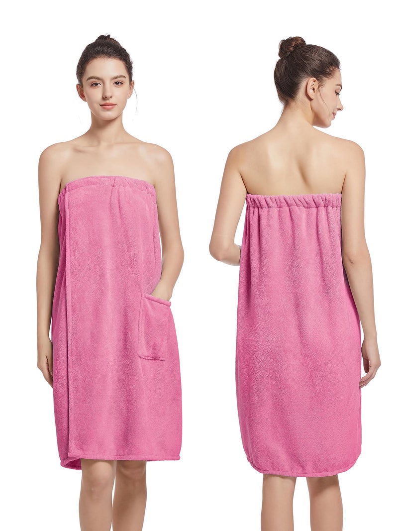 Wubbept Women'S Soft Wrap Towel Full Lengthï¼ŒBath Robe After Shower Female Plush Longï¼ŒSpa Bathrobes Lightweight With Pockets (US, Alpha, One Size, Regular, Regular, Weak Red) - Image 2