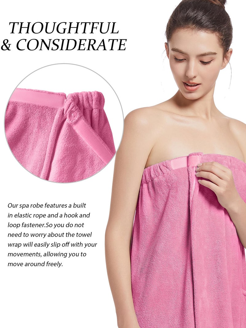 Wubbept Women'S Soft Wrap Towel Full Lengthï¼ŒBath Robe After Shower Female Plush Longï¼ŒSpa Bathrobes Lightweight With Pockets (US, Alpha, One Size, Regular, Regular, Weak Red) - Image 5