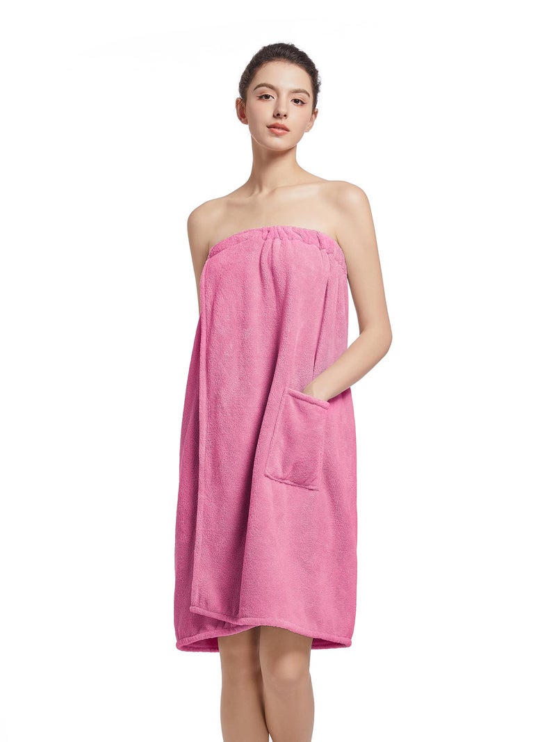 Wubbept Women'S Soft Wrap Towel Full Lengthï¼ŒBath Robe After Shower Female Plush Longï¼ŒSpa Bathrobes Lightweight With Pockets (US, Alpha, One Size, Regular, Regular, Weak Red) - Image 1