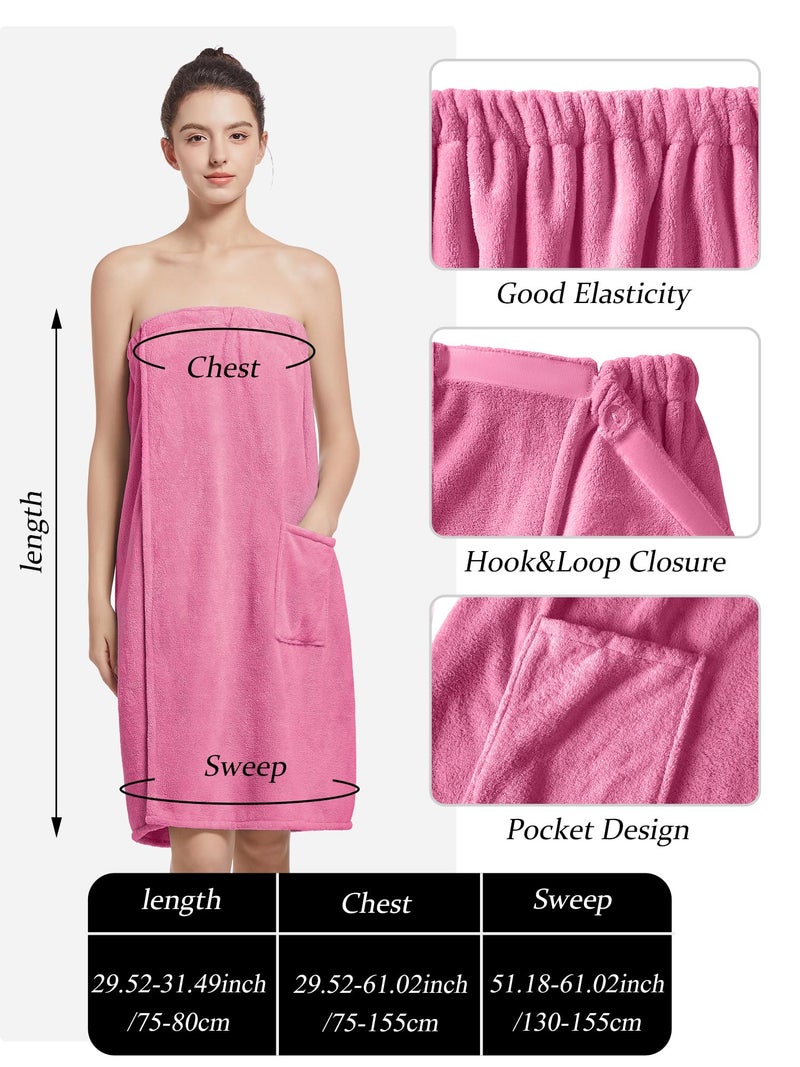 Wubbept Women'S Soft Wrap Towel Full Lengthï¼ŒBath Robe After Shower Female Plush Longï¼ŒSpa Bathrobes Lightweight With Pockets (US, Alpha, One Size, Regular, Regular, Weak Red) - Image 3