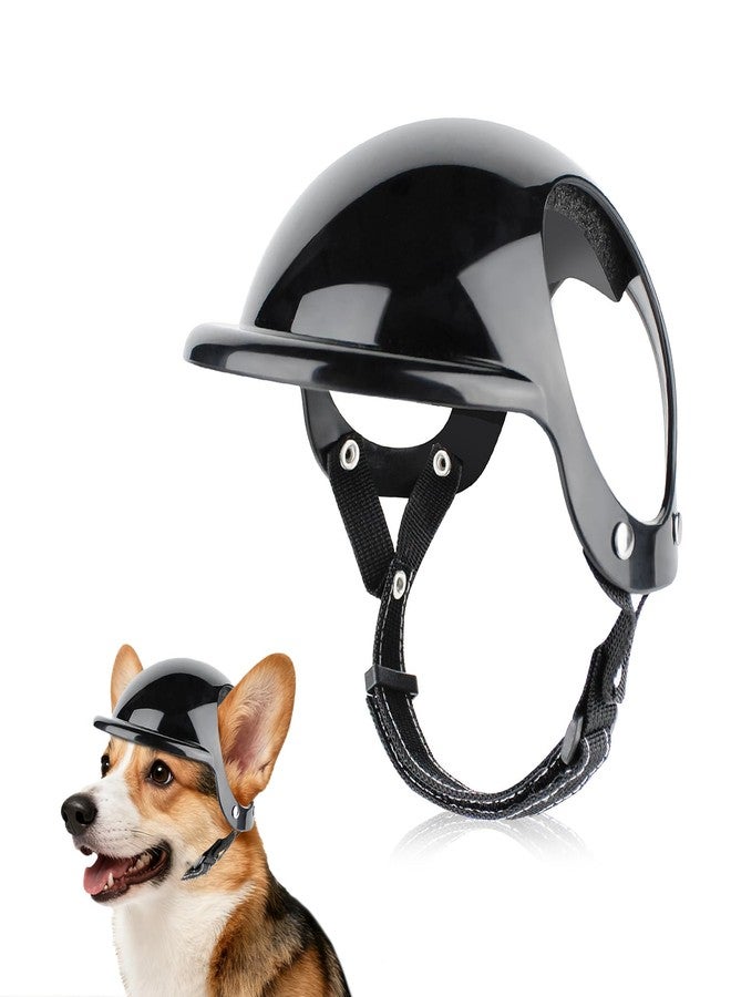 Billionchains Small Dog Helmet with Ear Holes - Adjustable, Lightweight, Hard Black Pet Helmet for Outdoor Activities/Motorcycle/Bike - Image 1