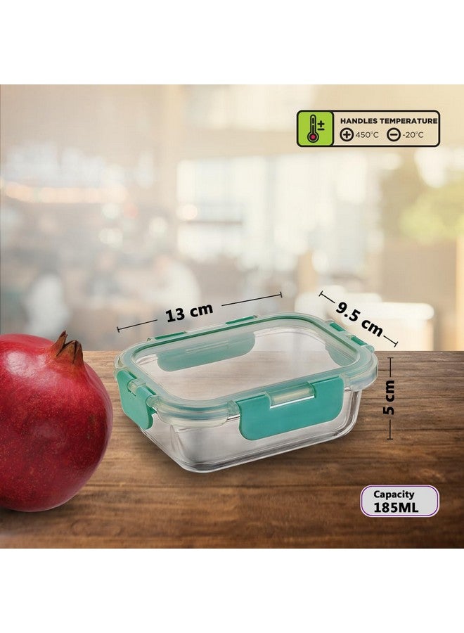 Allo Food Safe Glass Containers With Lids With Break Free Lock, Microwave Safe Containers, High Borosilicate Meal Prep Glass Food Storage Containers For Kitchen, Set Of 5, 185Ml X 5, Rectangle, Brown - Image 2