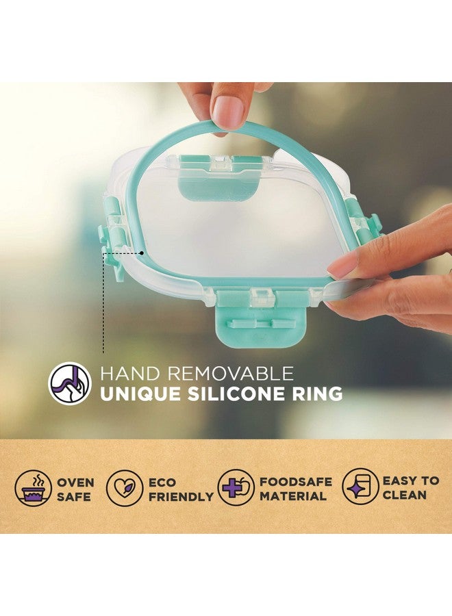 Allo Food Safe Glass Containers With Lids With Break Free Lock, Microwave Safe Containers, High Borosilicate Meal Prep Glass Food Storage Containers For Kitchen, Set Of 5, 185Ml X 5, Rectangle, Brown - Image 4