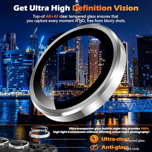 imluckies for 6.2" Samsung Galaxy S25 Camera Lens Protector, AR+AF Tempered Glass & 9H Anti-Scratch Metal Individual Lens Cover, HD Clear Camera Protection [Not for S25+], Silver - Image 4