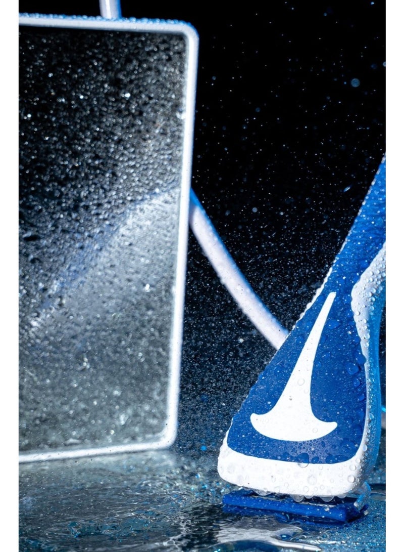 ماكينة حلاقة ذكية متصلة بخرطوم المياه - أزرق وأبيض - تصميم مريح لحلاقة رطبة وسهلة. - Image 4