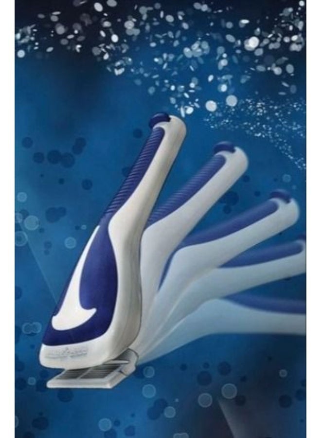 ماكينة حلاقة ذكية متصلة بخرطوم المياه - أزرق وأبيض - تصميم مريح لحلاقة رطبة وسهلة. - Image 3