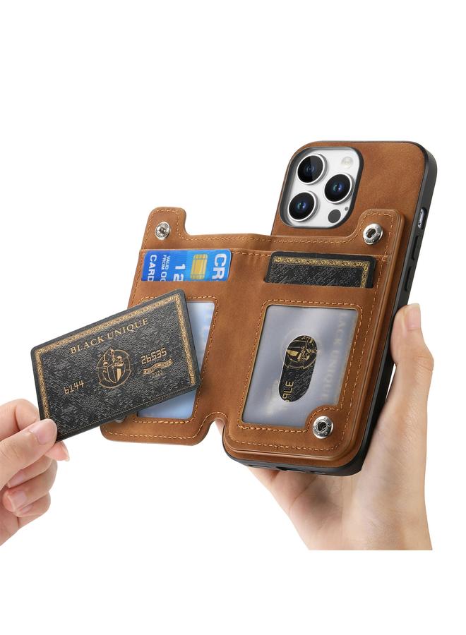 S-TOP Case For iPhone 12 Pro Max Retro MagSafe Zipper Wallet Card Bag Back Phone Case - Image 4