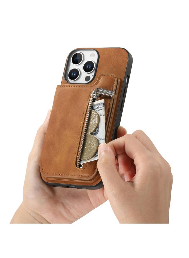 S-TOP Case For iPhone 12 Pro Max Retro MagSafe Zipper Wallet Card Bag Back Phone Case - Image 5