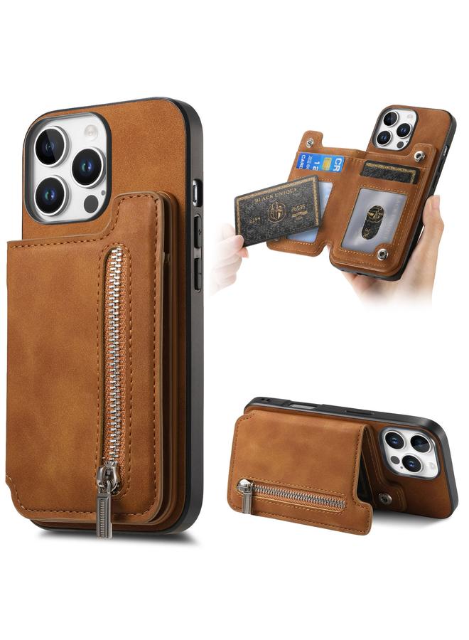S-TOP Case For iPhone 12 Pro Max Retro MagSafe Zipper Wallet Card Bag Back Phone Case - Image 1