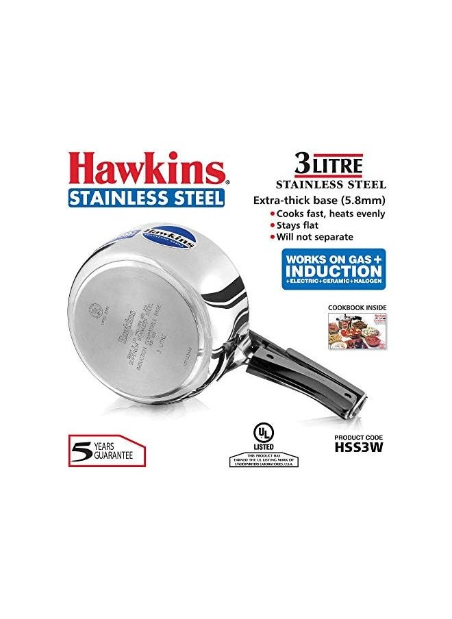 Hawkins قدر ضغط قاعدي متوافق مع الحث من الفولاذ المقاوم للصدأ، سعة 3 لتر، فضي  - Image 2