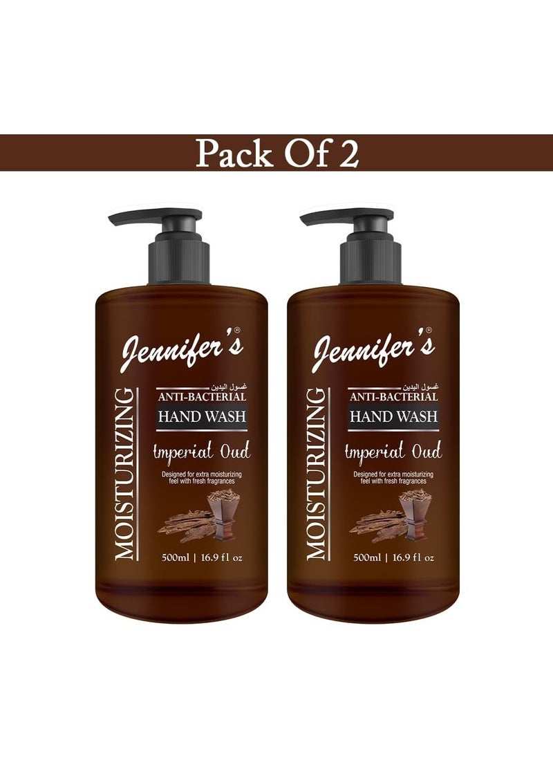Jennifer's Jennifer's Antibacterial Hand Wash- Moisturizing Imperial Oud with Fresh Fragrance,500ml-Pack of 2  - Image 1
