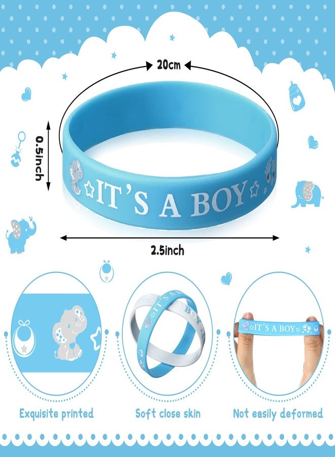 Zomiboo 36 Pieces Baby Shower Rubber Bracelets, It's a Boy It's a Girl Wristbands Elephant Baby Shower Decorations for Boy Girl Party Favor Gender Reveal Party Supplies(Boy,White Blue) - Image 2