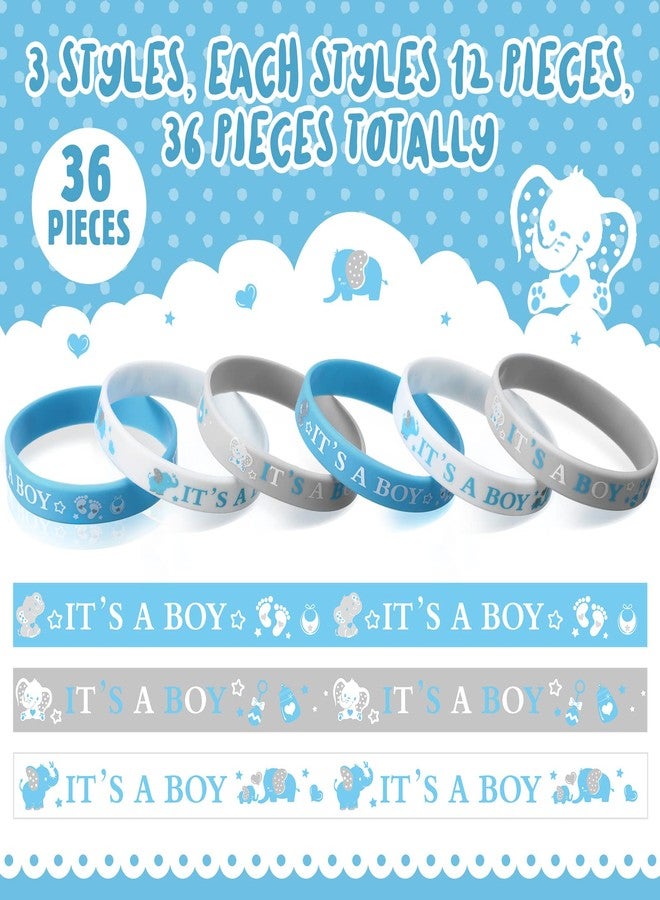 Zomiboo 36 Pieces Baby Shower Rubber Bracelets, It's a Boy It's a Girl Wristbands Elephant Baby Shower Decorations for Boy Girl Party Favor Gender Reveal Party Supplies(Boy,White Blue) - Image 3
