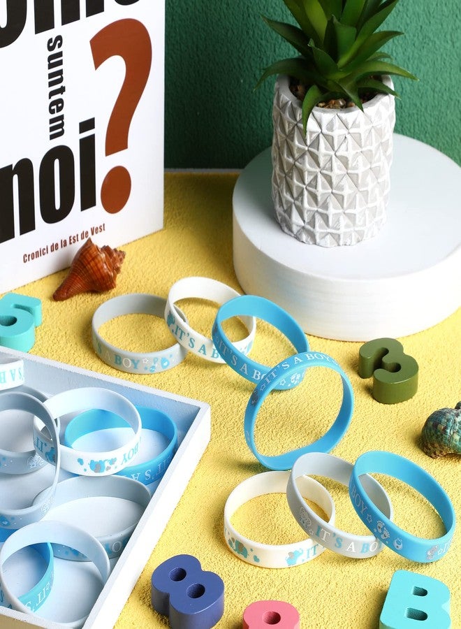 Zomiboo 36 Pieces Baby Shower Rubber Bracelets, It's a Boy It's a Girl Wristbands Elephant Baby Shower Decorations for Boy Girl Party Favor Gender Reveal Party Supplies(Boy,White Blue) - Image 4