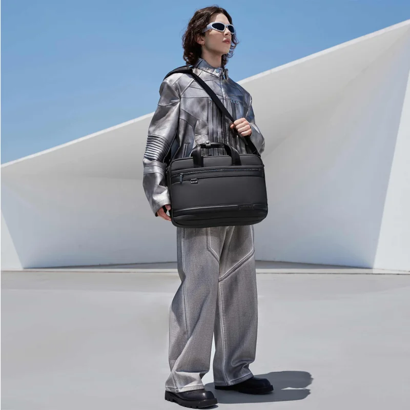 أركتيك هانتر Office Laptop Bag Water Resistant Anti-theft Messenger Bag 15.6 inch with 4 Zipper Pockets and Adjustable shoulder strap for Men and Women, GWB00888, Black