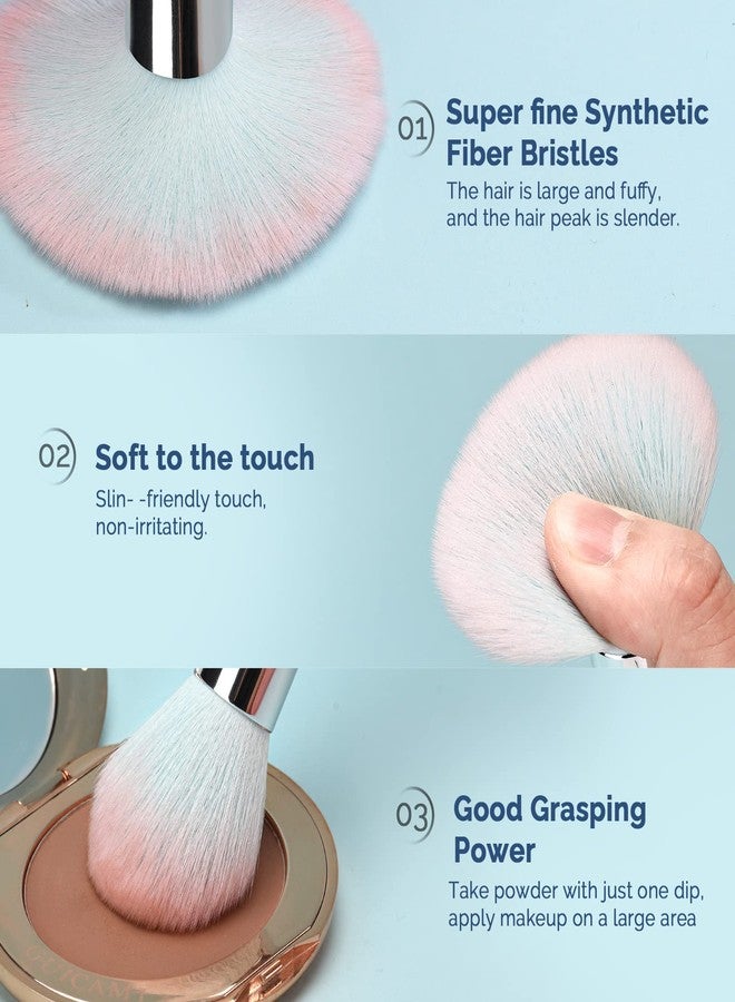 DUAIU Makeup Brushes DUAIU 16pcs Professional Makeup Brush with Makeup Sponge Set Premium Synthetic Foundation Kabuki Eyebrow Concealers Blending Eye Shadow Brushes Make up Tool Kit (Blue) - Image 3