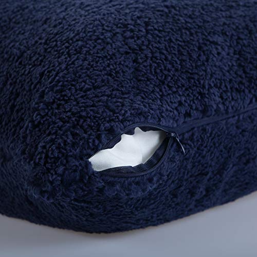 Reafort Ultra Soft Sherpa Body Pillow Cover/Case with Zipper Closure 21"x54" (21"x54" Body Pillow Cover, Navy) - Image 3