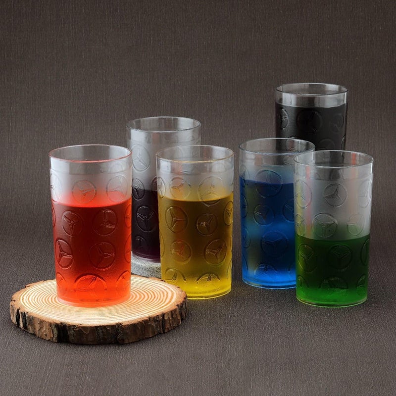 KWINTAS Prism Unbreakable Transparent BPA Free Food Grade Plastic Fiber Drinking Water Glass Set Juice Glass Cocktail Lassi Soda Milkshake Beer Glass Wine Glass Set Star Printed Pack of 6 - Image 2