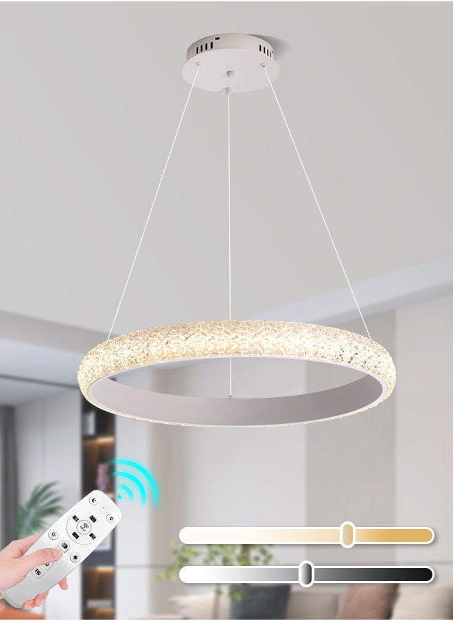 YATAI LIGHTING Modern Black Round LED Chandelier, 34W LED Chandelier ,Adjustable Height & Dimming, Remote Control, 58cm Chandelier Light for Dining Room, Living Room & Bedroom  - Image 1