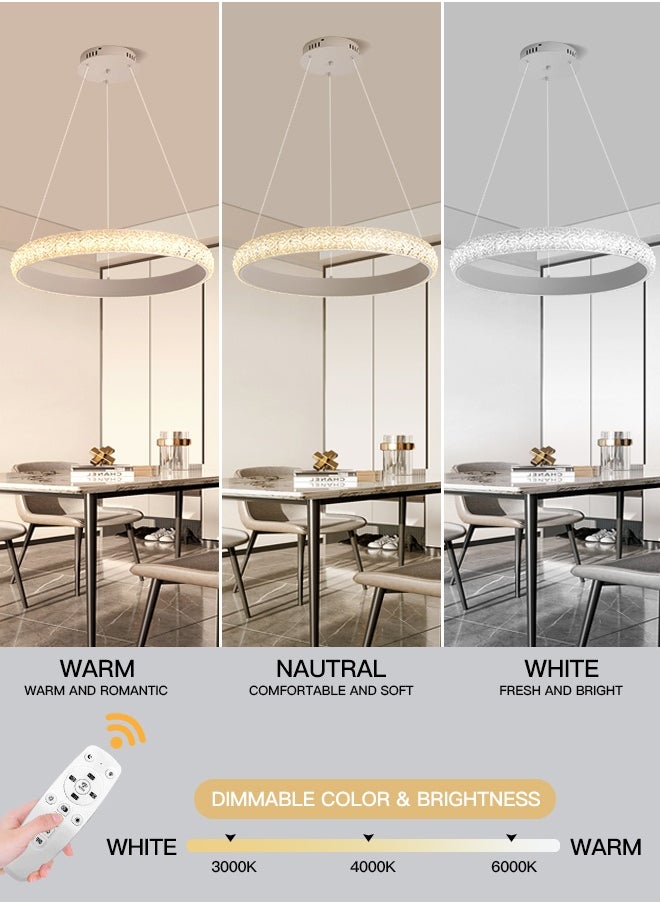 YATAI LIGHTING Modern Black Round LED Chandelier, 34W LED Chandelier ,Adjustable Height & Dimming, Remote Control, 58cm Chandelier Light for Dining Room, Living Room & Bedroom  - Image 2