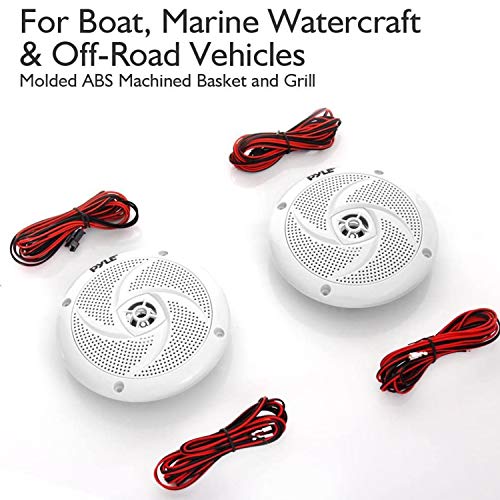 Pyle Marine Speakers 65 Inch 2 Way Waterproof and Weather Resistant Outdoor Audio Stereo Sound System with LED Lights 240 Watt Power and Low Profile Slim Style 1 Pair White - Image 3