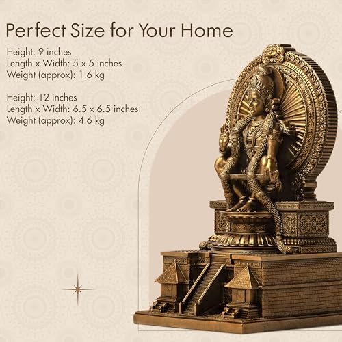 SILAII Lord Ayyappan Idol with 18 Sacred Steps | Sabarimala Swamy Ayyappa Divine Sculpture for Home Temple | Antique Bronze Fininsh Spiritual Showpiece & Gift (9 INCHES) - Image 4