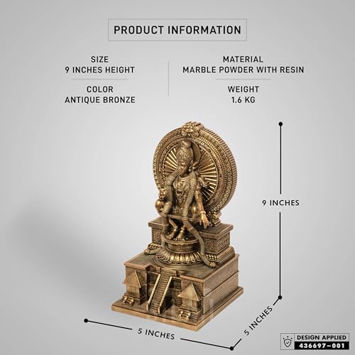 SILAII Lord Ayyappan Idol with 18 Sacred Steps | Sabarimala Swamy Ayyappa Divine Sculpture for Home Temple | Antique Bronze Fininsh Spiritual Showpiece & Gift (9 INCHES) - Image 2