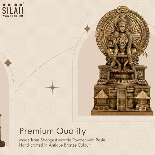 SILAII Lord Ayyappan Idol with 18 Sacred Steps | Sabarimala Swamy Ayyappa Divine Sculpture for Home Temple | Antique Bronze Fininsh Spiritual Showpiece & Gift (9 INCHES) - Image 5