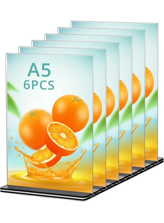 TPGP 6 Pack A5 Acrylic Sign Holder with Base, Double Sided Acrylic Display Stand Poster Menu Holder for Office Hotel Restaurant Exhibition Wedding - Image 1