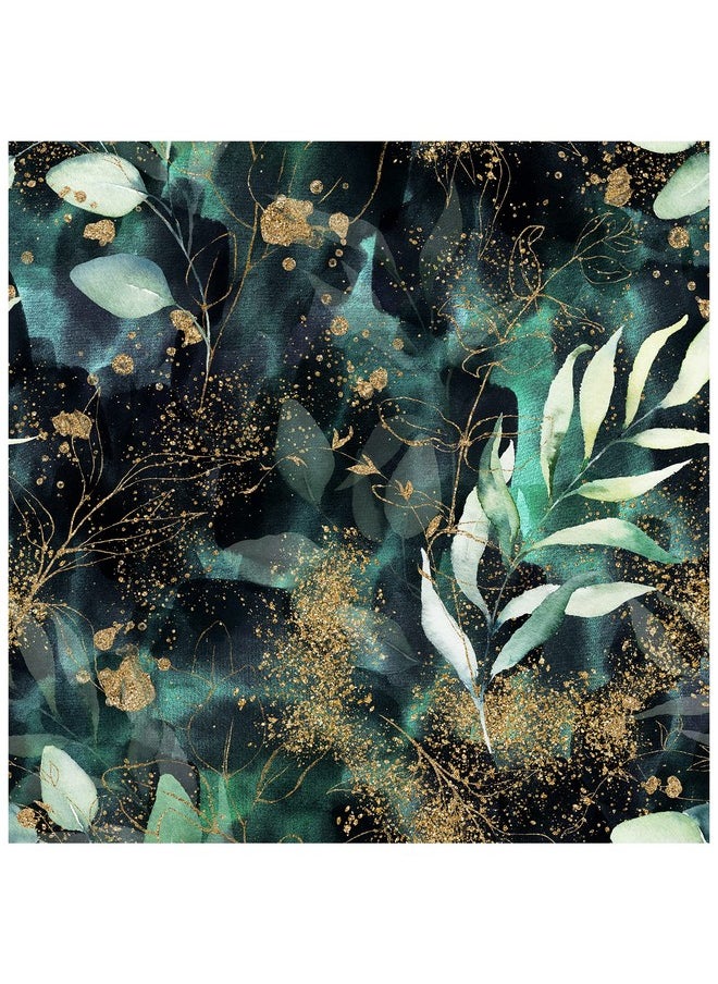 HAOKHOME 93208 Boho Peel And Stick Wallpaper Leaves Branch Removable Black/Green/Matte Gold Vinyl Self Adhesive Mural For Bedroom 17.7In X 9.8Ft  - Image 1