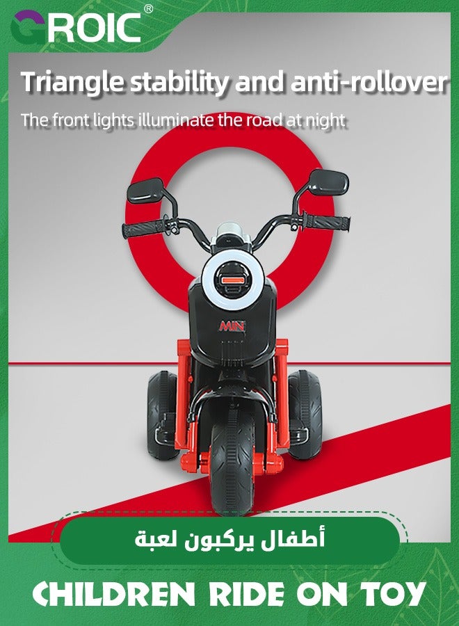 GROIC Kids Motorcycle,Kids Cartoon Ride on Car,6V Battery Powered Electric Motorcycle with LED Headlights, Music, Pedal,Forward/Reserve, 3 Wheels Motorbike Toys,Electric Scooter for Kids - Image 2