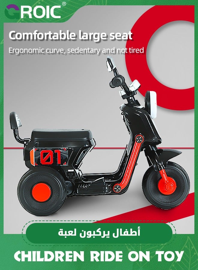 GROIC Kids Motorcycle,Kids Cartoon Ride on Car,6V Battery Powered Electric Motorcycle with LED Headlights, Music, Pedal,Forward/Reserve, 3 Wheels Motorbike Toys,Electric Scooter for Kids - Image 3