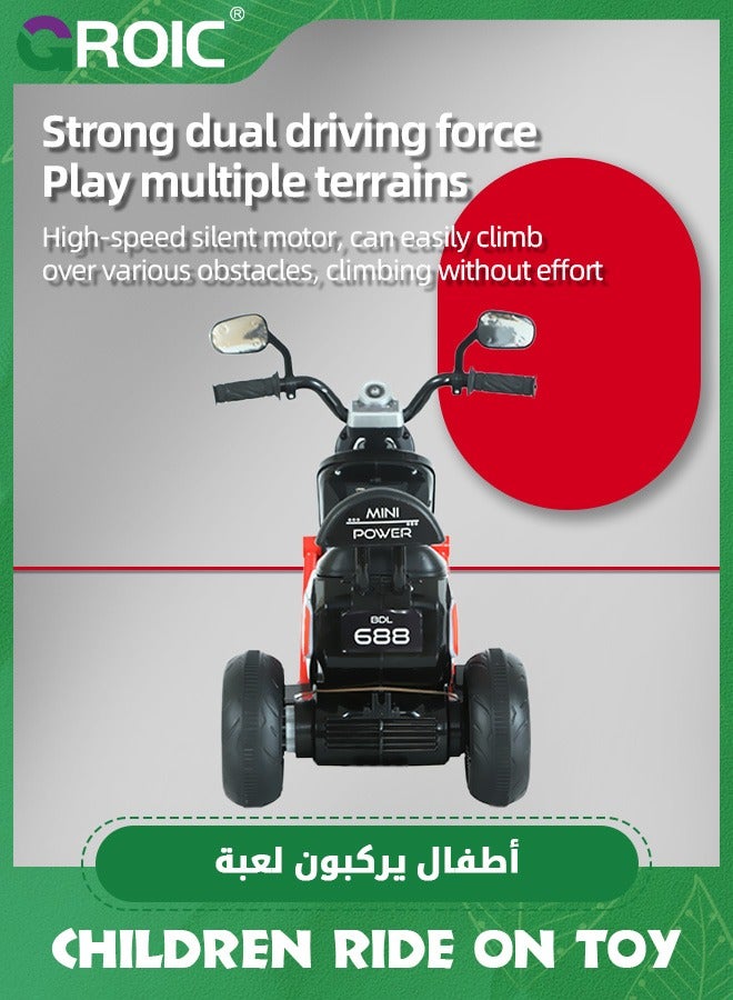 GROIC Kids Motorcycle,Kids Cartoon Ride on Car,6V Battery Powered Electric Motorcycle with LED Headlights, Music, Pedal,Forward/Reserve, 3 Wheels Motorbike Toys,Electric Scooter for Kids - Image 5