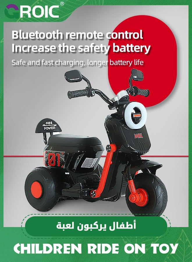 GROIC Kids Motorcycle,Kids Cartoon Ride on Car,6V Battery Powered Electric Motorcycle with LED Headlights, Music, Pedal,Forward/Reserve, 3 Wheels Motorbike Toys,Electric Scooter for Kids - Image 4