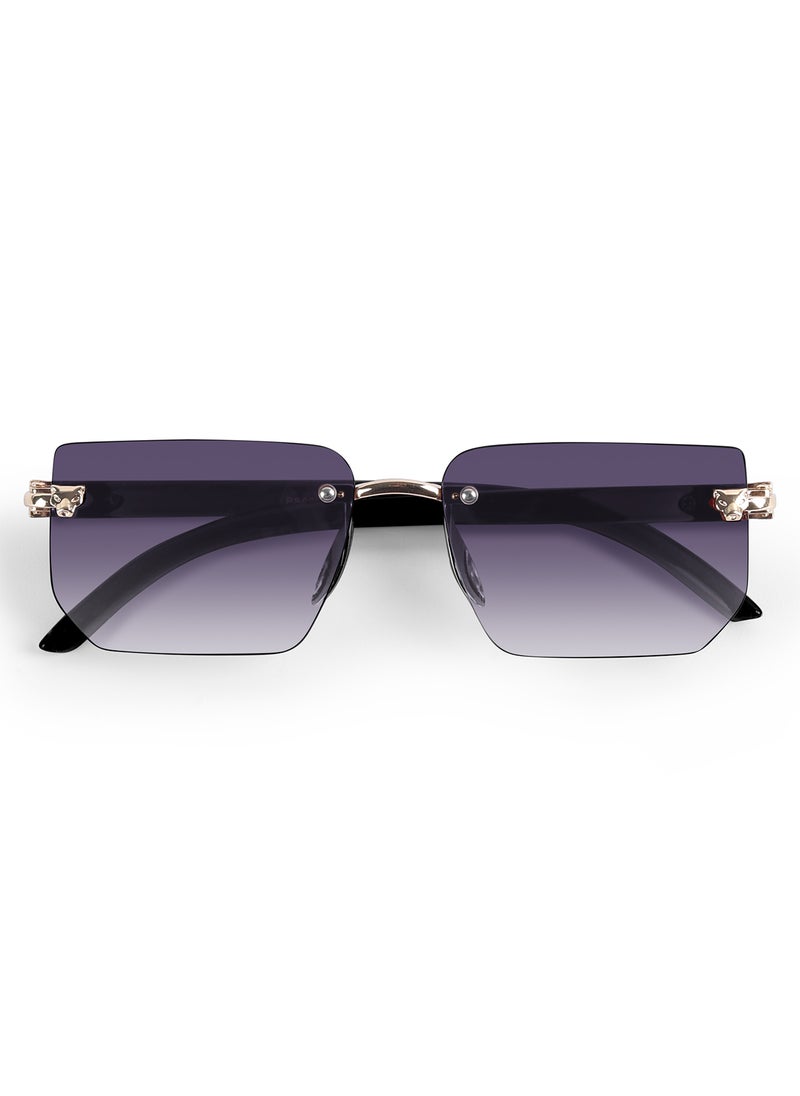 Woggles UV- Protected Golden Rimless Rectangle Sunglasses  - Image 3