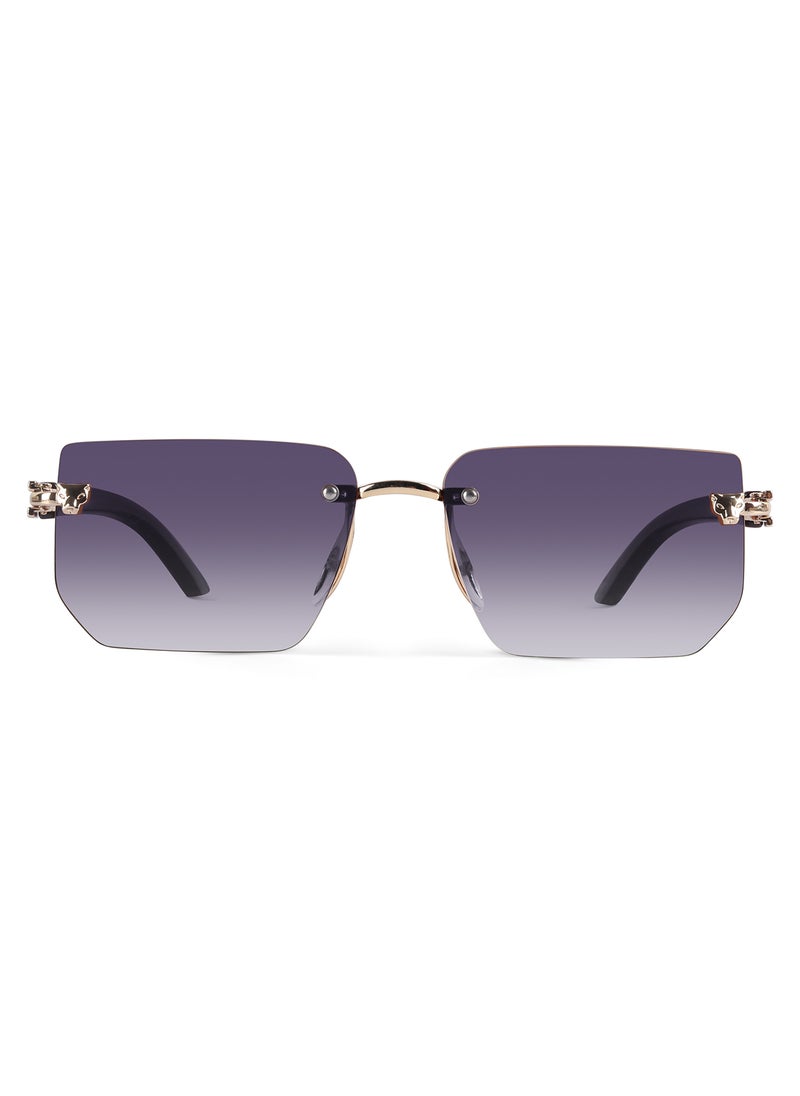 Woggles UV- Protected Golden Rimless Rectangle Sunglasses  - Image 4