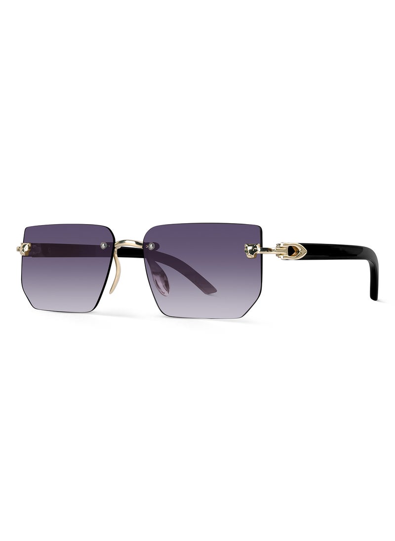 Woggles UV- Protected Golden Rimless Rectangle Sunglasses  - Image 5