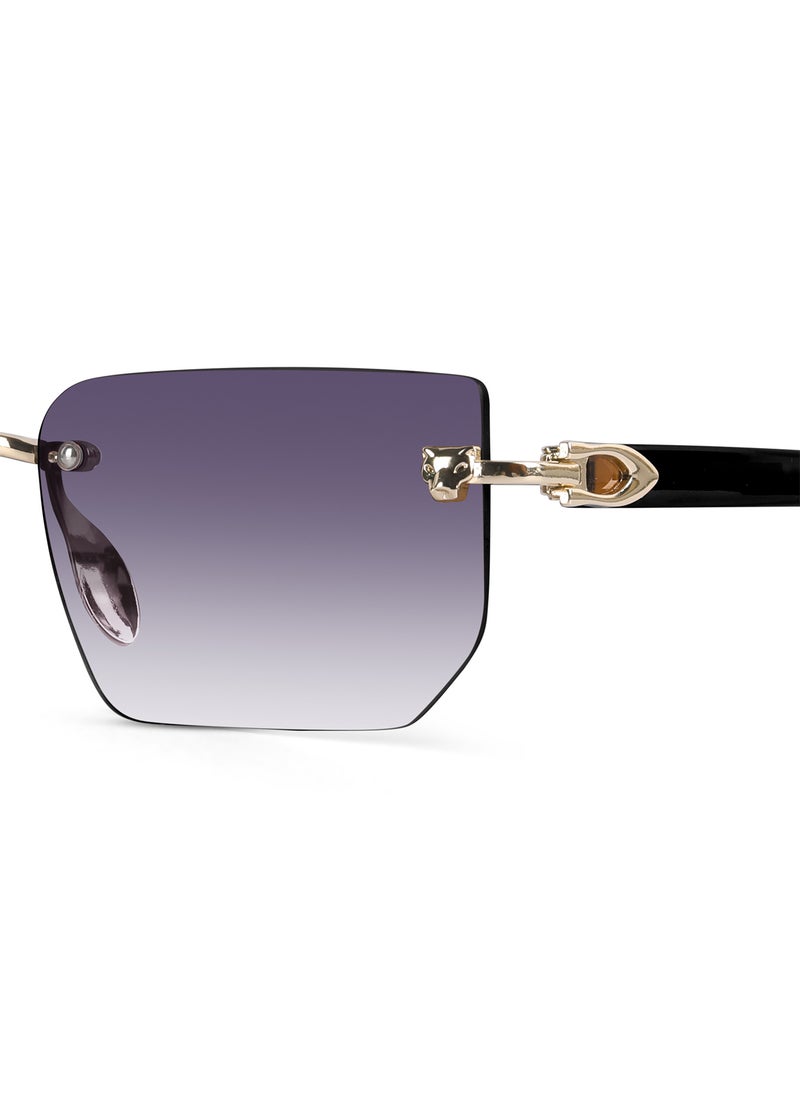 Woggles UV- Protected Golden Rimless Rectangle Sunglasses  - Image 2