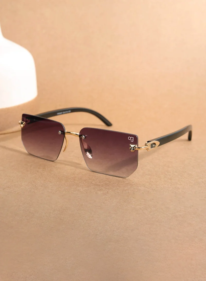 Woggles UV Protection Rectangle Sunglasses| Men &amp; Women|Rimless Sunglasses