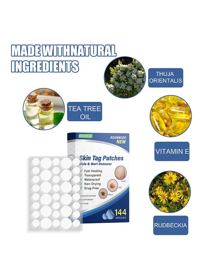 EELHOE - Skin Tag Remover Patches Mole Wart Removing Sticker Natural Ingredients 144 Pieces - Image 1