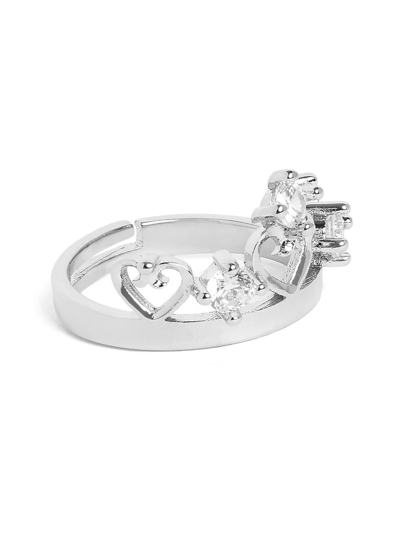 SOHI White Stones-Studded Adjustable Finger Ring