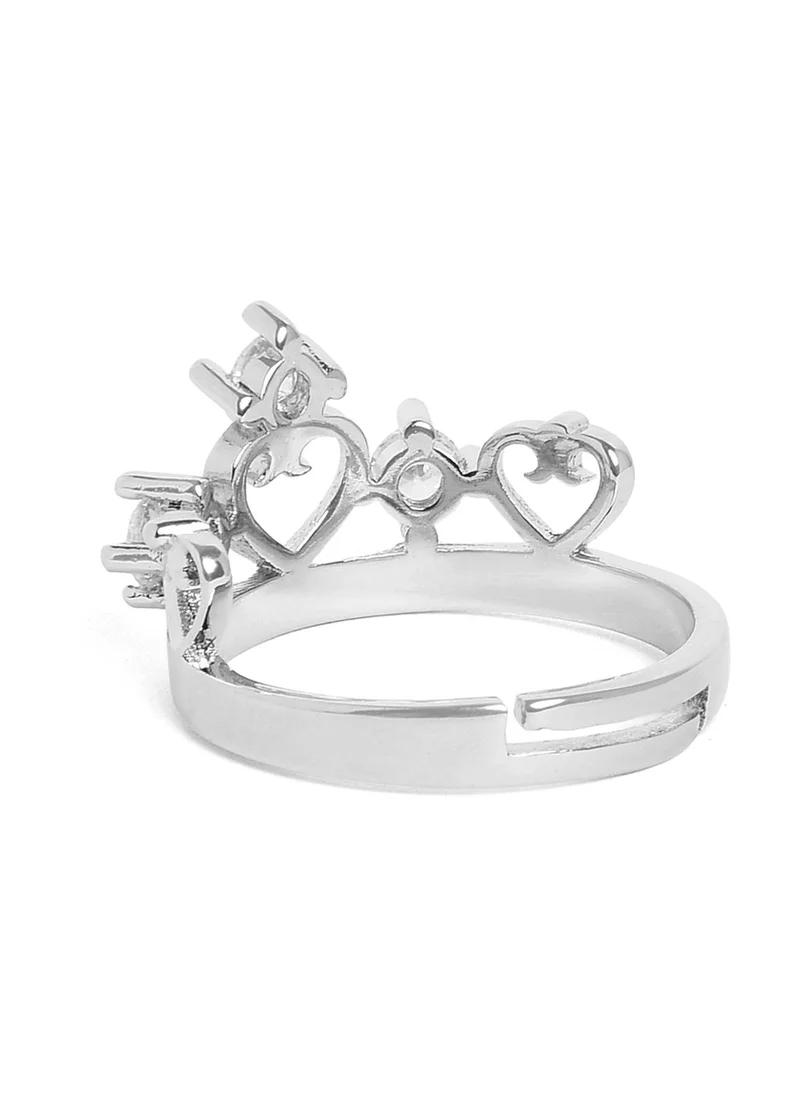 SOHI White Stones-Studded Adjustable Finger Ring