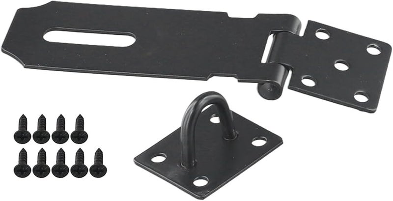 4 Inch Black Stainless Steel Door Padlock Hasp Kit Anti Theft Folding Lock Security Hardware - Image 5