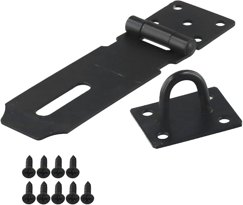 4 Inch Black Stainless Steel Door Padlock Hasp Kit Anti Theft Folding Lock Security Hardware - Image 1