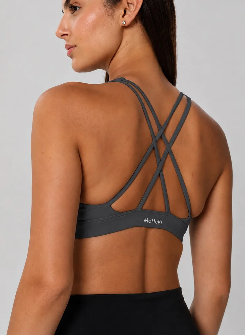 Mohuki Ink Grey Olivia High Neck Sports Bra for Women | Best Price UAE