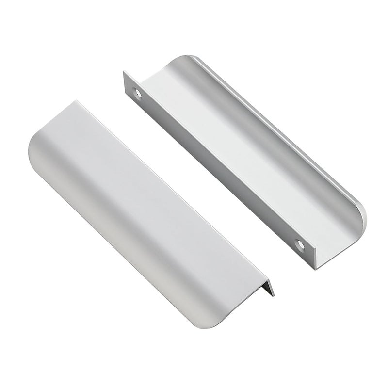 Ravinte 10 Pack Finger Pulls for Cabinets 128mm5 Hole Center Tab Handle Silver Edge Pulls Concealed Handles for Kitchen Drawer 150mm591 Length