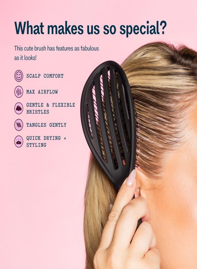 Gimme Beauty Vented Detangling Brush - Quick-Dry, Heat-Resistant Wet Brush for Thick or Thin Locks - Supports Healthy Hair - Flexible Curved Design for Fine Locks - Fine Hair - Image 3