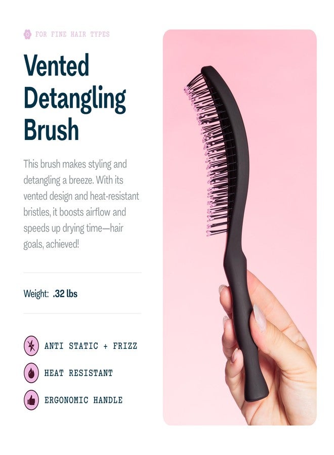 Gimme Beauty Vented Detangling Brush - Quick-Dry, Heat-Resistant Wet Brush for Thick or Thin Locks - Supports Healthy Hair - Flexible Curved Design for Fine Locks - Fine Hair - Image 2